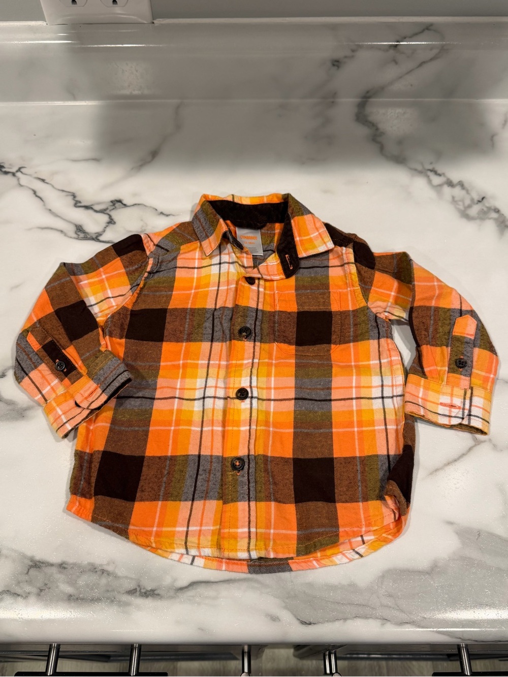 Gymboree Toddler Orange Plaid Flannel Button-Up Shirt